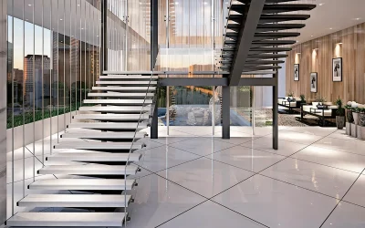 Escalera de quilla única del hotel de Hong Kong