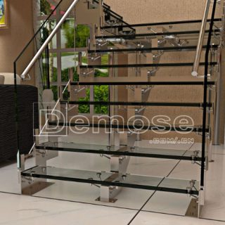 stainless steel glass staircase