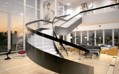 Malaysia BOB double steel plate curved staircase