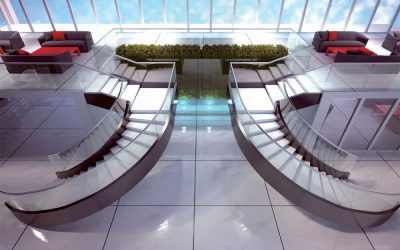 Netherlands Restaurant Double Steel Plate Curved Staircase