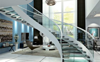 England Karl Double Steel Plate Curved Staircase