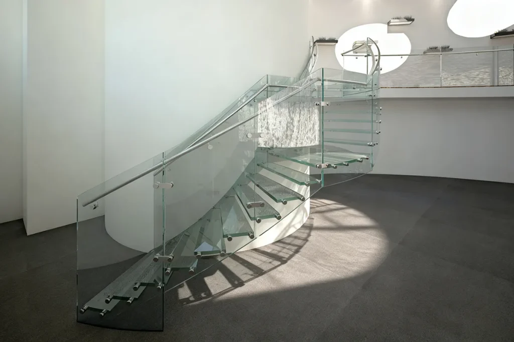 curved glass staircase